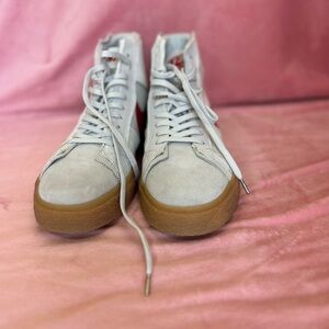 Nike White and Red High-Top Sneakers